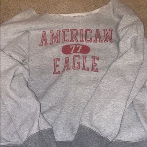 American Eagle Outfitters Gray and Maroon Crew Neck Sweater